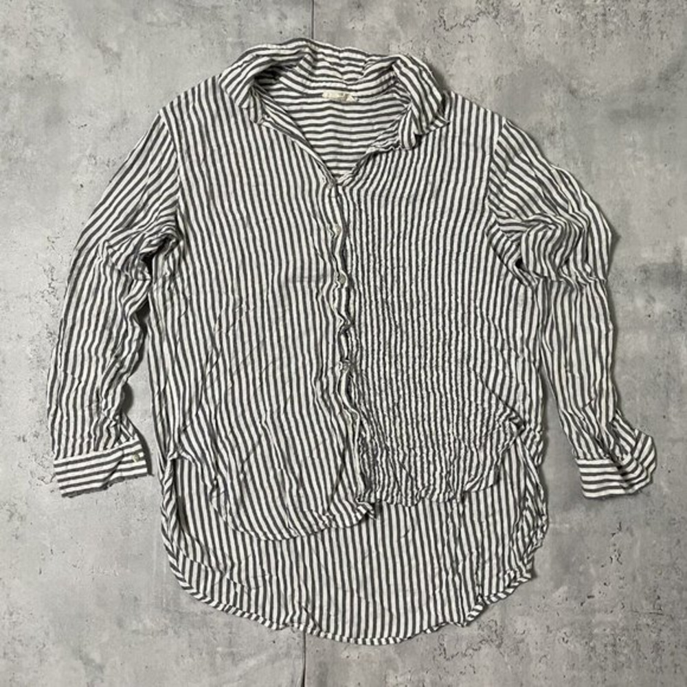Jane and Delancey Women's Anthropologie Black White Stripe Top Blouse Size M‎